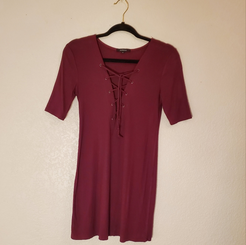 Ambiance slim fit lace-up T-shirt dress